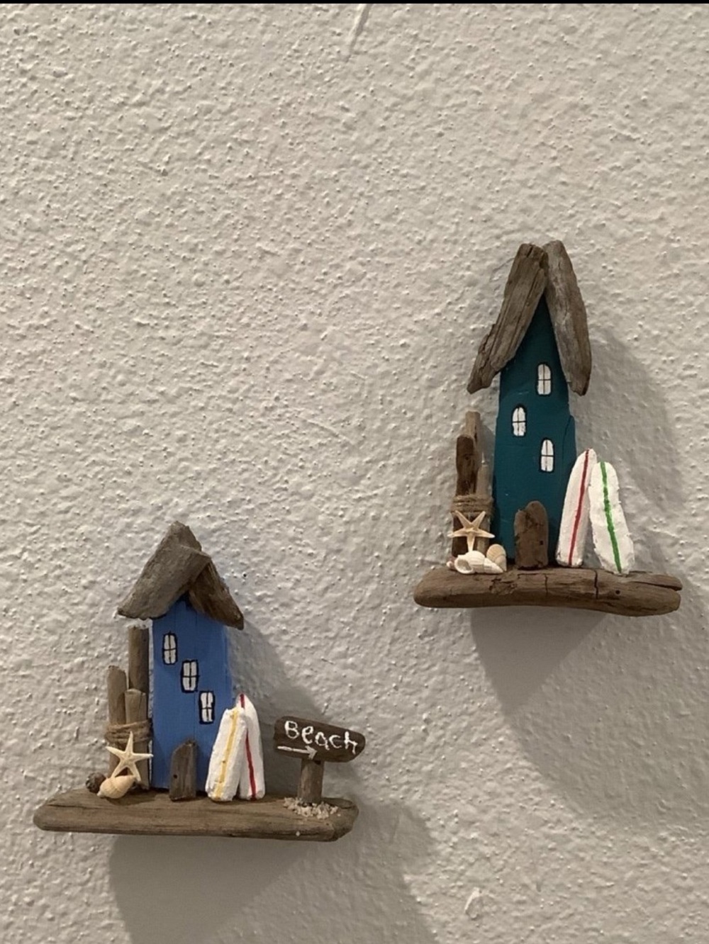 Driftwood Art, Pair of Driftwood Beach Houses, Driftwood Beach Art
